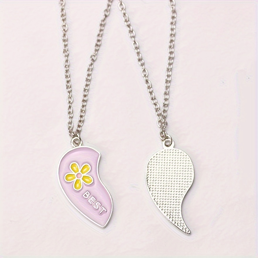 2pcs Heart-shaped Butterfly Flower Pendant Necklace Set